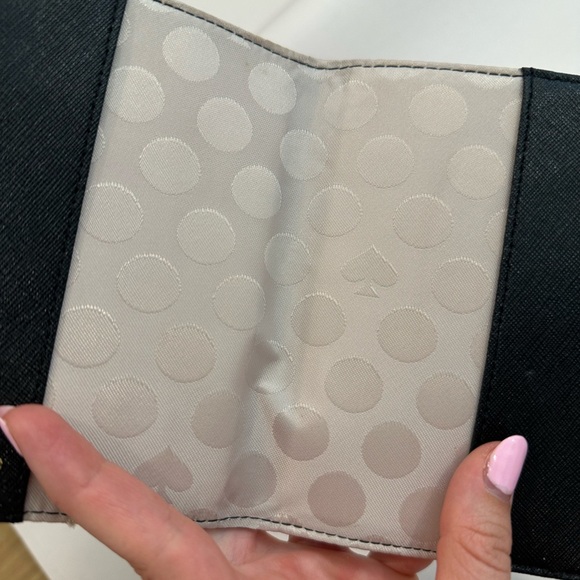 Kate Spade Cedar Street Passport Holder Card Wallet Black Leather Polka Dot - Picture 13 of 13